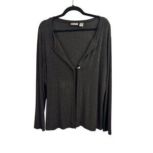 Women’s Chico’s Size 2XL Dark Grey Long Sleeve Cardigan with Single Shell Button